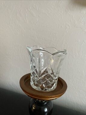 Vintage Home Interiors Clear Glass Cut Bell Candle Covers - Clear set of 2.